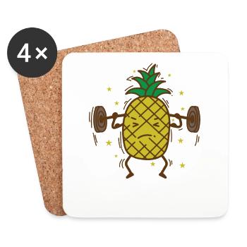 L’ananas rend la forme physique avec des fruits d’haltérophilie - Dessous de verre (lot de 4) - blanc - Devant
