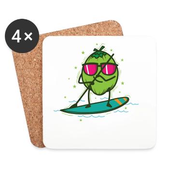 Coconut in SUP Stand up Paddling - Coasters (set of 4) - white - Front
