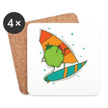 Coconut while windsurfing exotic fruit - Coasters (set of 4) - white - Front