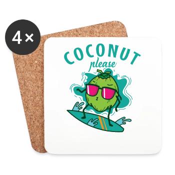 Coconut while surfing Coconut Please - Coasters (set of 4) - white - Front