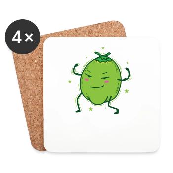 La noix de rend le fitness fruits exotiques - Dessous de verre (lot de 4) - blanc - Devant