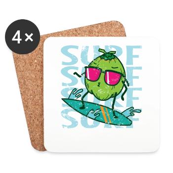 Surf Surf Surf Coconut Palm Exotic - Coasters (set of 4) - white - Front
