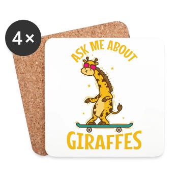 Posez-moi des questions sur Giraffes Zoo Safari - Dessous de verre (lot de 4) - blanc - Devant