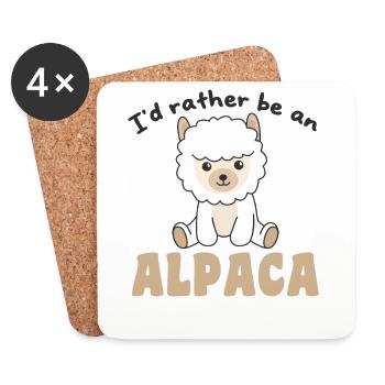 Ich wäre lieber ein Alpaka - süßes Alpaka - Untersetzer (4er-Set) - Weiß - Vorne