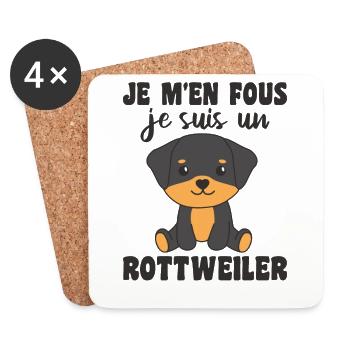 Je m'en fous je suis un rottweiler - Hund - Untersetzer (4er-Set) - Weiß - Vorne
