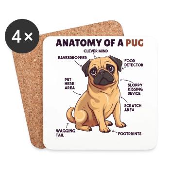 Hunde Erklärung Anatomy eines Mops - Untersetzer (4er-Set) - Weiß - Vorne