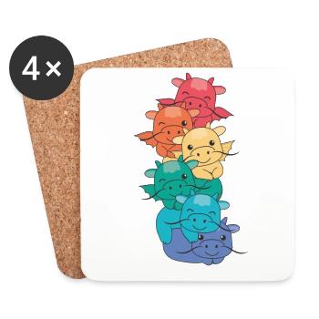 Regenbogen Flag Pride LGBTQ süßer Drache Stapel - Untersetzer (4er-Set) - Weiß - Vorne