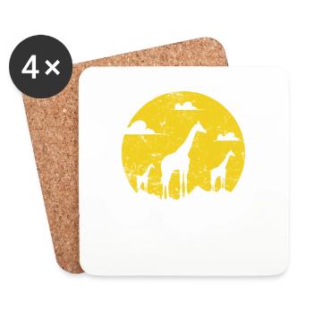 Girafe Animal Safari Zoo Savannah - Dessous de verre (lot de 4) - blanc - Devant