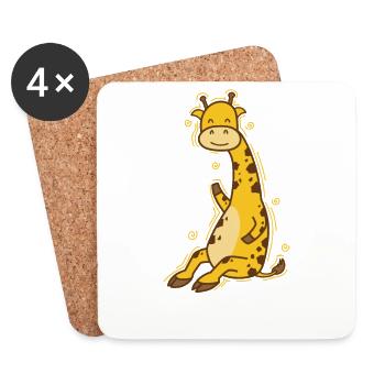 Cute Giraffe Zoo Africa Safari - Coasters (set of 4) - white - Front