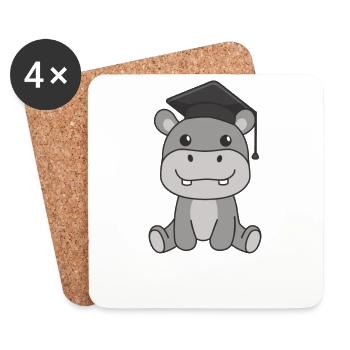 Enfants de la maternelle cloué Hippo Graduation - Dessous de verre (lot de 4) - blanc - Devant