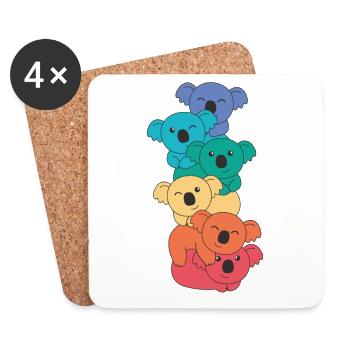 Rainbow Flag Pride LGBTQ Mignon Koala Stack - Dessous de verre (lot de 4) - blanc - Devant