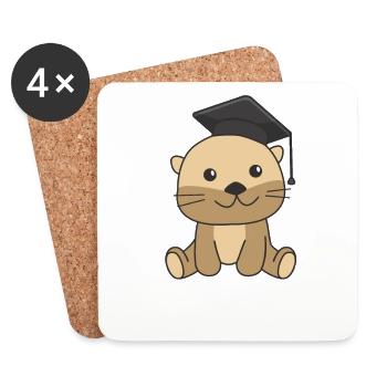 Kids Kindergarten l’a cloué Graduation de la loutre - Dessous de verre (lot de 4) - blanc - Devant
