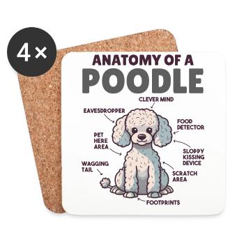 Hunde Erklärung Anatomy eines Pudel - Untersetzer (4er-Set) - Weiß - Vorne