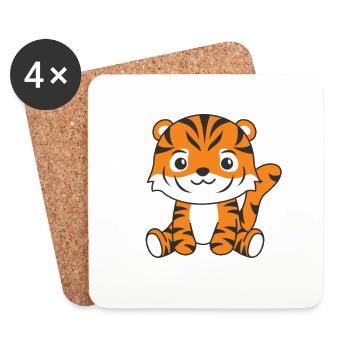 Tiger cute animals for kids manga tiger - Coasters (set of 4) - white - Front