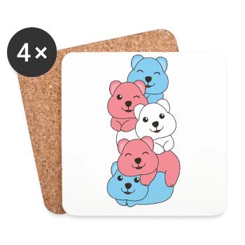 Transgender Flag Pride LGBTQ Cute Quokka Stack - Coasters (set of 4) - white - Front
