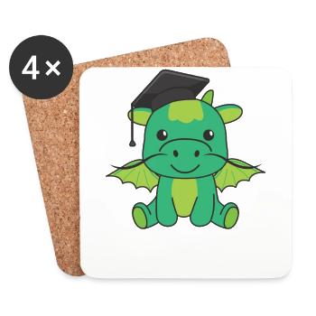 Kids Kindergarten l’a cloué Dragon Graduation - Dessous de verre (lot de 4) - blanc - Devant
