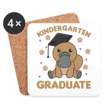 Kids Kindergarten graduate Platypus Graduation - Coasters (set of 4) - white - Front