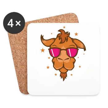 cooles Kamel mit Sonnenbrille Dromedar - Untersetzer (4er-Set) - Weiß - Vorne