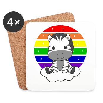 Zebra bunter Regenbogen für Kinder süßes Zebra - Untersetzer (4er-Set) - Weiß - Vorne