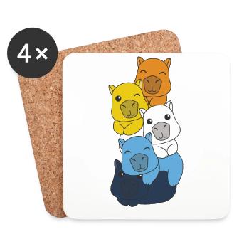 Aroace Flag Pride LGBTQ Mignon Capybara Stack - Dessous de verre (lot de 4) - blanc - Devant
