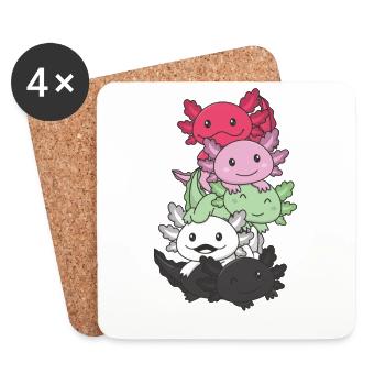 Reciproromantic Flag Pride LGBTQ süßer Axolotl - Untersetzer (4er-Set) - Weiß - Vorne