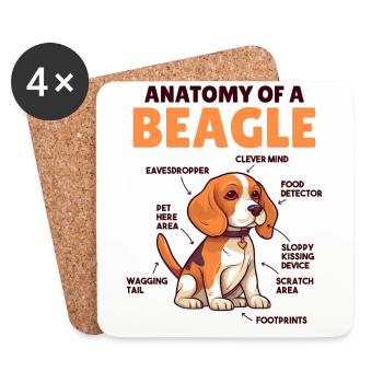 Explication du chien Anatomie d’un beagle - Dessous de verre (lot de 4) - blanc - Devant