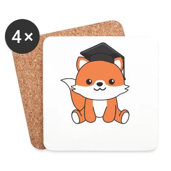 Kids Kindergarten l’a cloué Fuchs Graduation - Dessous de verre (lot de 4) - blanc - Devant