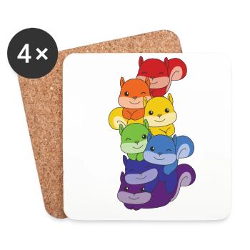 Regenbogen Eichhörnchen süße bunte Eichhörnchen - Untersetzer (4er-Set) - Weiß - Vorne
