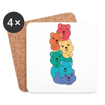 Rainbow Flag Pride LGBTQ Cute Quokka Stack - Coasters (set of 4) - white - Front