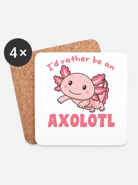 Ich wäre lieber ein Axolotl - süßes Axolotl - Untersetzer (4er-Set) - Weiß