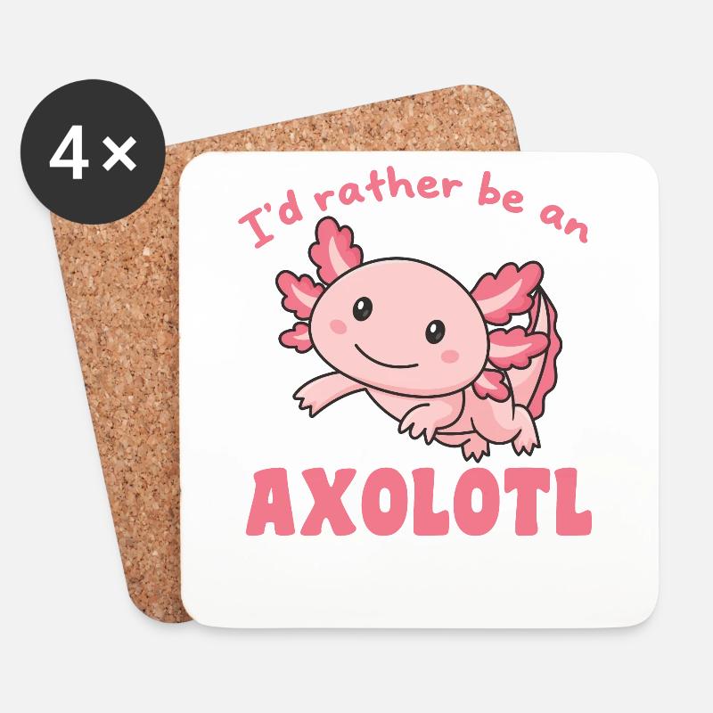 Ich wäre lieber ein Axolotl - süßes Axolotl - Untersetzer (4er-Set) - Weiß