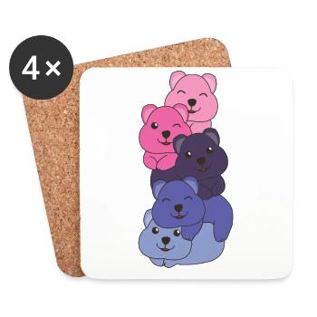 Omnisexual Flag Pride LGBTQ Cute Quokka Stack - Coasters (set of 4) - white - Front