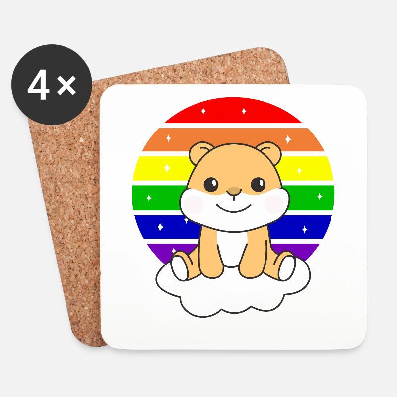 Hamster bunter Regenbogen für Kinder süßer Hamster - Untersetzer (4er-Set) - Weiß