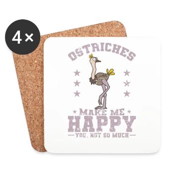 Les autruches me rendent heureux Pas tellement - Dessous de verre (lot de 4) - blanc - Devant