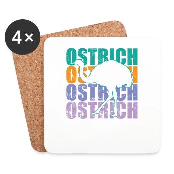 Ostrich Vogelstrauß Laufvogel Großvogel - Untersetzer (4er-Set) - Weiß - Vorne