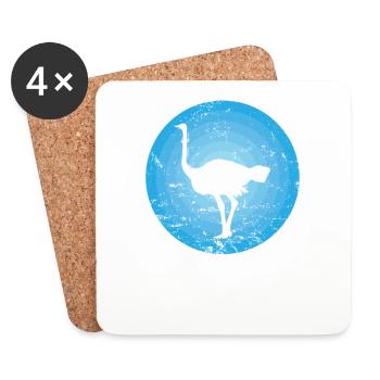 Oiseau autruche rapide grand oiseau - Dessous de verre (lot de 4) - blanc - Devant