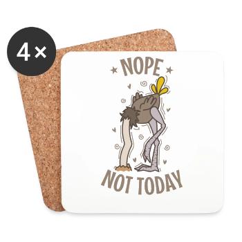 Nope Not Today Strauß Kopf im Sand Laufvogel - Untersetzer (4er-Set) - Weiß - Vorne
