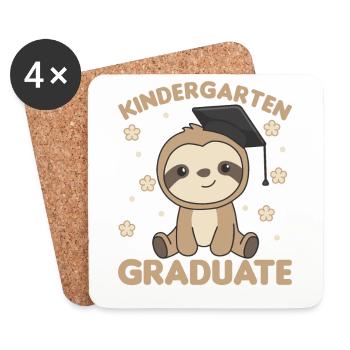 Diplôme de la maternelle pour enfants Sloth Graduation - Dessous de verre (lot de 4) - blanc - Devant