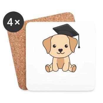 Kids Kindergarten l’a cloué Labrador Graduation - Dessous de verre (lot de 4) - blanc - Devant