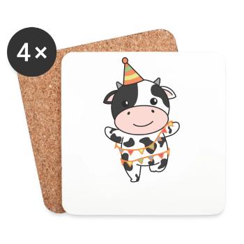 Cow for birthday for children a gift - Coasters (set of 4) - white - Front