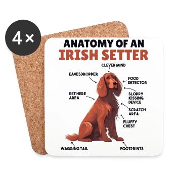 Hunde Erklärung Anatomy eines Irish Setter - Untersetzer (4er-Set) - Weiß - Vorne