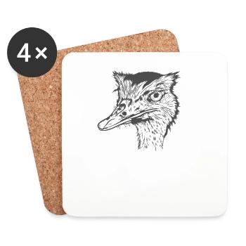 Savane de ratite d’autruche - Dessous de verre (lot de 4) - blanc - Devant
