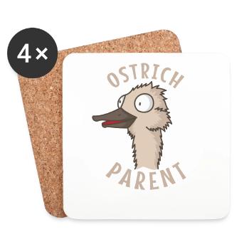 Ostrich Parent Laufvogel Strauß Natur - Untersetzer (4er-Set) - Weiß - Vorne