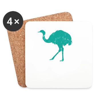 Désert animal de ratite d’autruche - Dessous de verre (lot de 4) - blanc - Devant