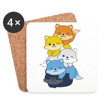 Aroace Flag Pride LGBTQ Mignon Fox Stack - Dessous de verre (lot de 4) - blanc - Devant