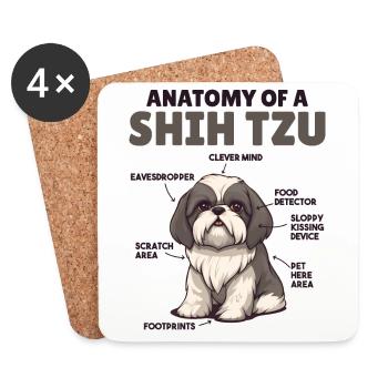 Explication du chien Anatomie d’un Shih Tzu - Dessous de verre (lot de 4) - blanc - Devant