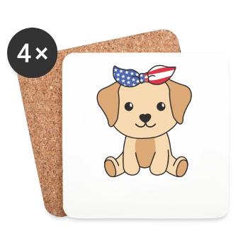 4. Juli amerikanischer Labrador für Kinder USA - Untersetzer (4er-Set) - Weiß - Vorne