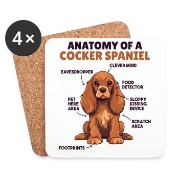 Hunde Erklärung Anatomy eines Cocker Spaniel - Untersetzer (4er-Set) - Weiß - Vorne