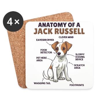 Hunde Erklärung Anatomy eines Jack Russell - Untersetzer (4er-Set) - Weiß - Vorne