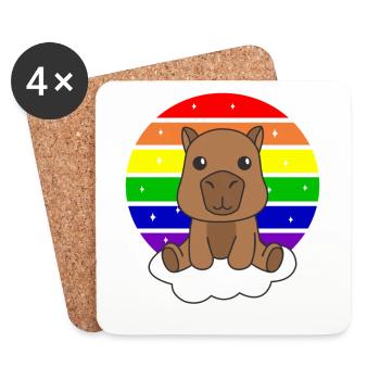 Capybara bunter Regenbogen für Kinder süßes Tier - Untersetzer (4er-Set) - Weiß - Vorne